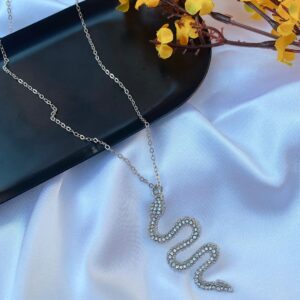 Colar Vibora Strass - Prata