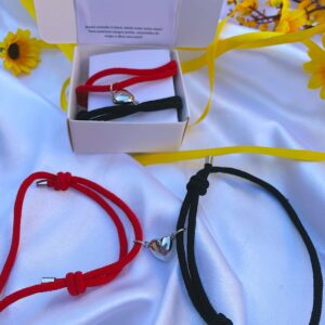 Pulseira casal - coração magnético